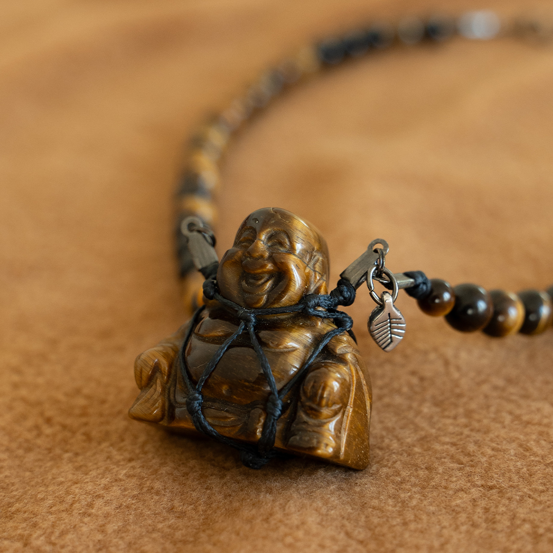 Tigers Eye Healing Buddha Net Necklace