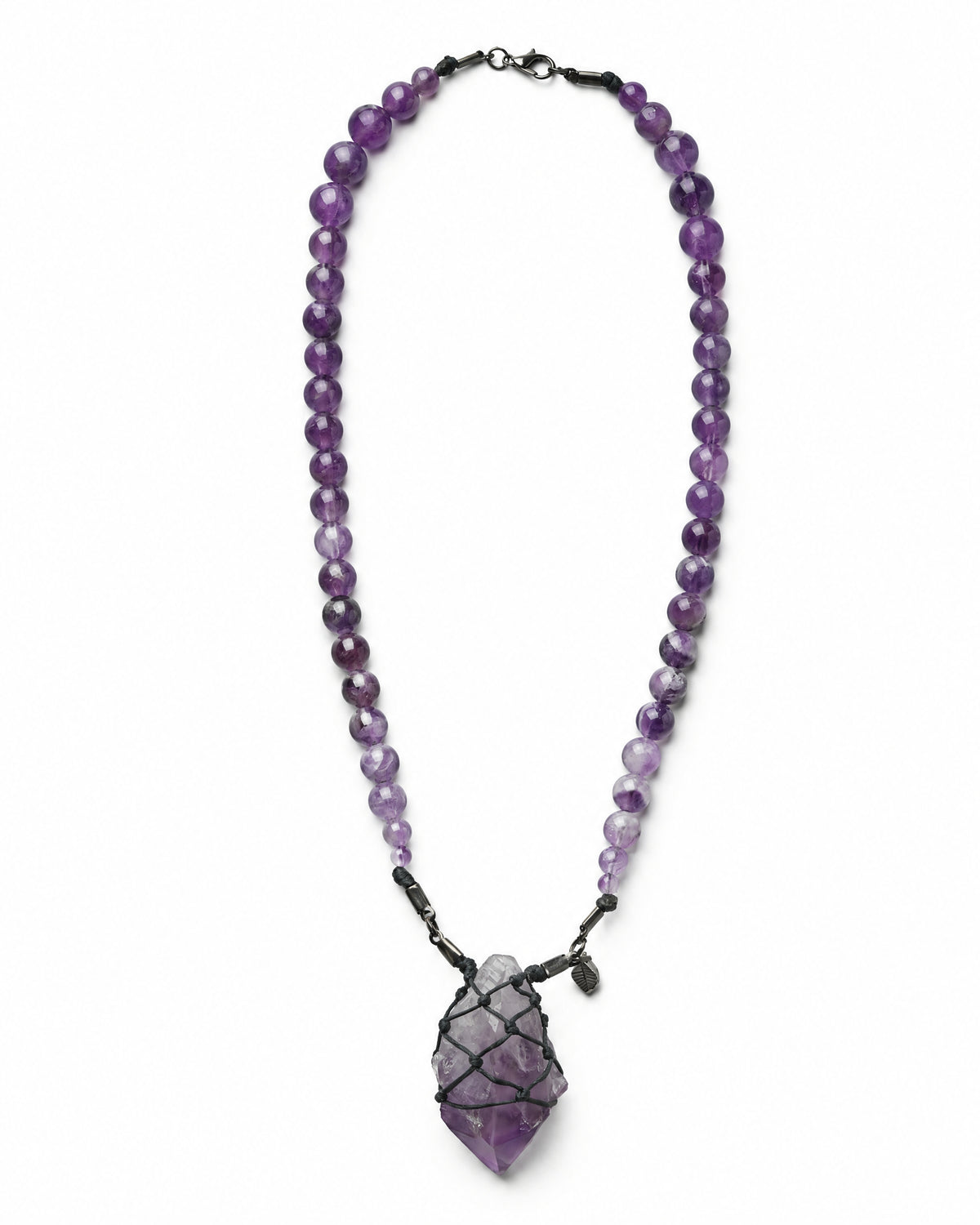 Amethyst Net Necklace No. 005 by Clink: full necklace on faceted amethyst beads